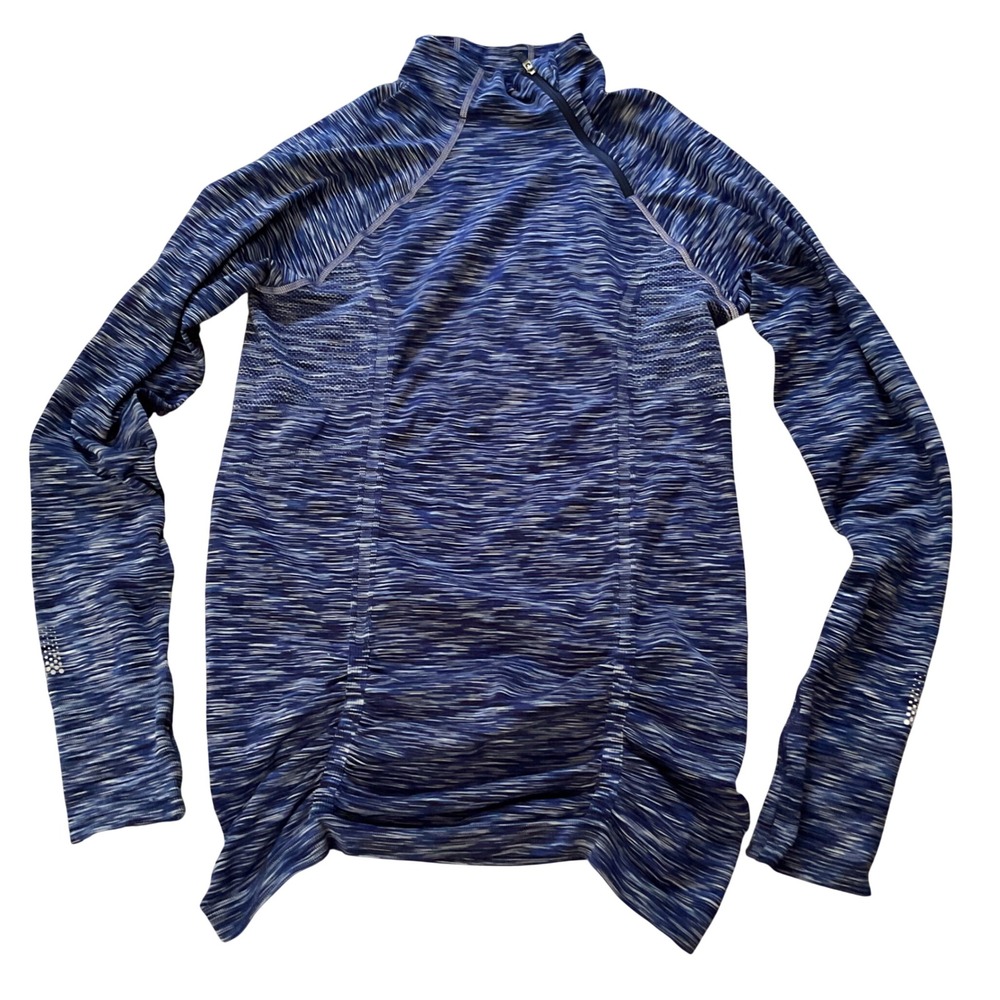 Athleta Momentum Space Dye Quarter Zip Pullover Blue White 348552 Mens M